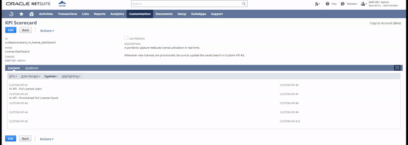 Configuring the KPI Scorecard