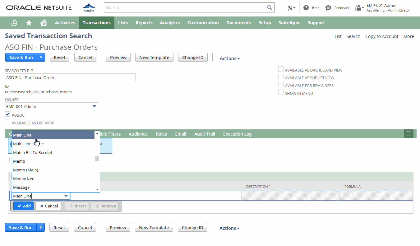 PO Search with Run Unrestricted Enabled