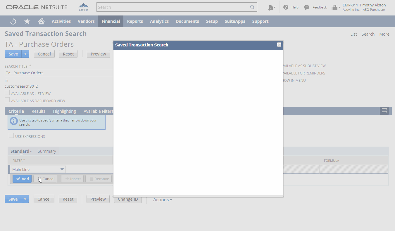 Run Unrestricted - PO Search from Purchaser Role