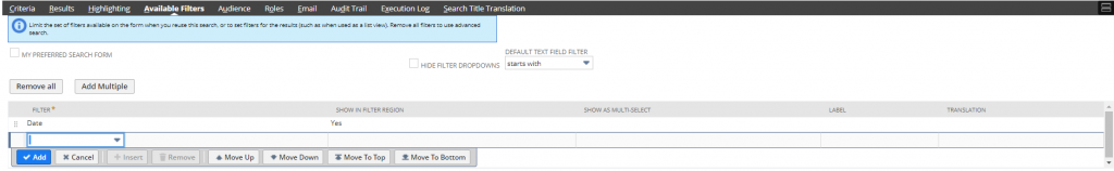 Saved search filtering and highlighting