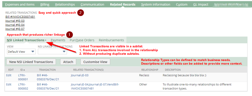 Linked transaction approaches illlustrated