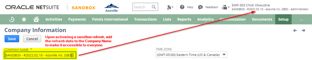 Add SB refresh info in the company name