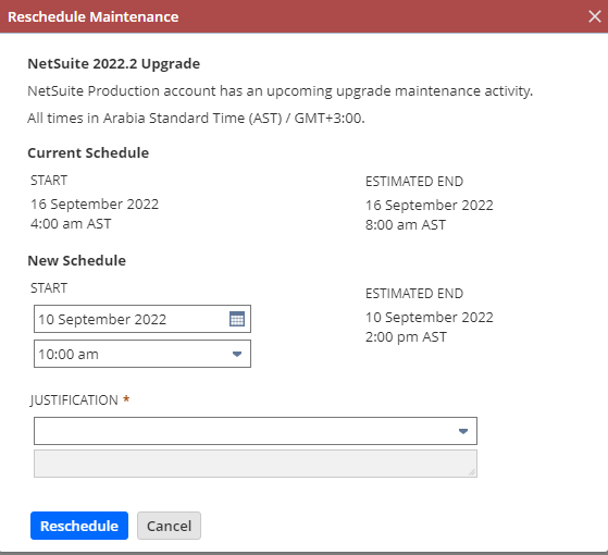Reschedule Popup