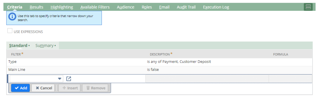 Search criteria illustrated