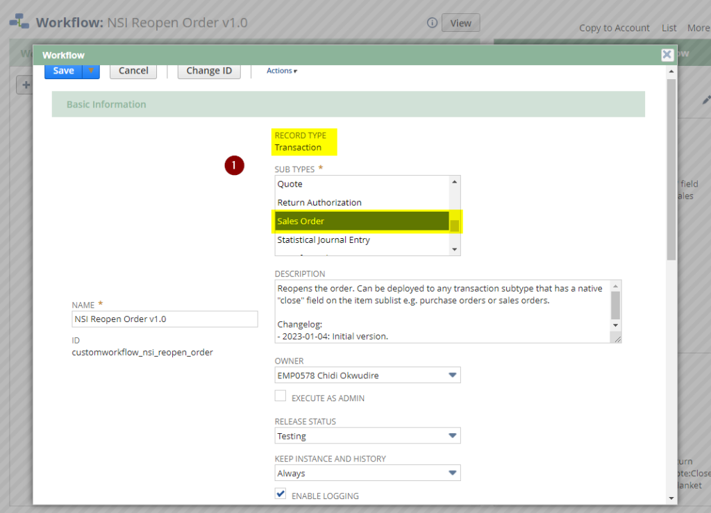 lose Button Workflow Configuration