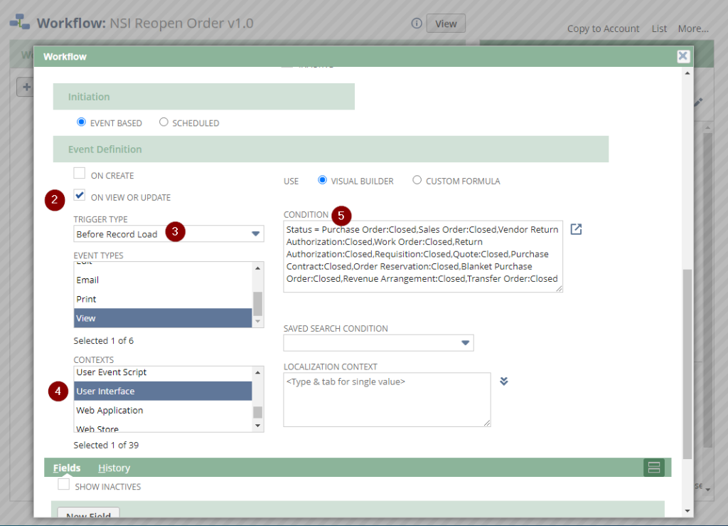 Close Button Workflow Config Main Screen