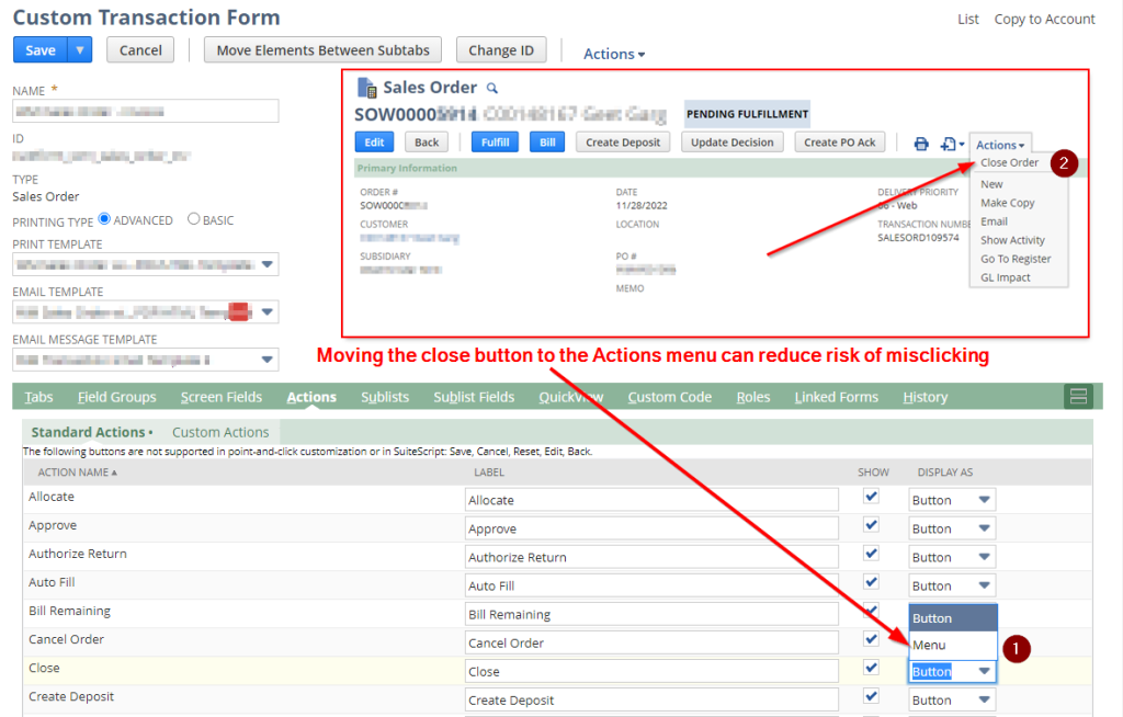 How to Move Close Button to Action Menu