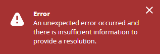 Saved search deployment via Copy to account error: An unexpected error occurred and there is insufficient information to provide a resolution.