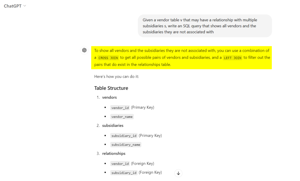 Auto-Assign Vendor Subsidiaries - ChatGPT's Solution for Cross-Join