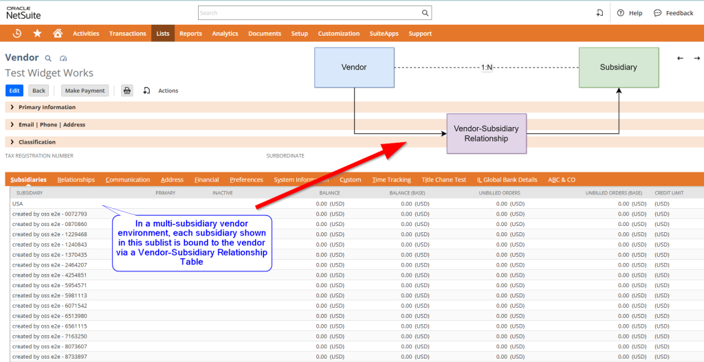 NetSuite Vendor-Subsidiary-Relationship Data Model